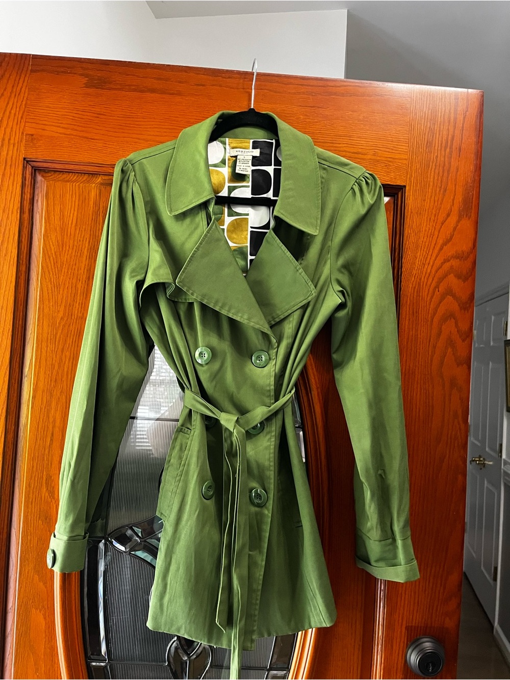 Adorable Green Women's Lightweight Trench Coat